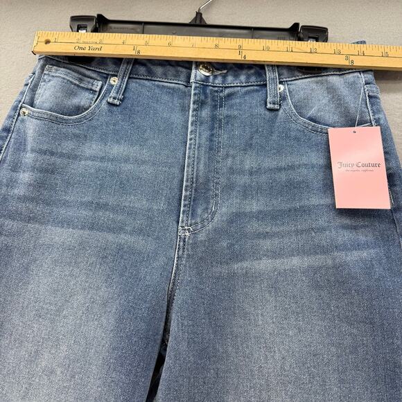 Juicy Couture Jeans Women's 7/28 Blue Lunita Wide Leg Rhinestone Logo Flare NWT - Picture 10 of 14